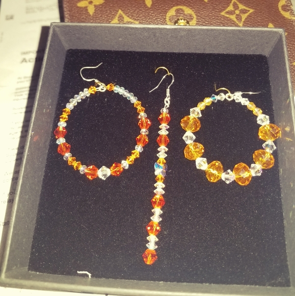 Swarovski Crystal Dangler Dark Orange and White Crystal. (Pick One) - Picture 3 of 5